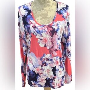 LIZ CLAIBORNE WOMENS FLORAL DESIGN LONG SLEEVE BLOUSE SIZE LARGE